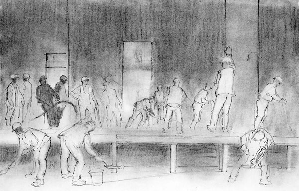 Laying a concrete floor, Royal Opera House, Covent Garden